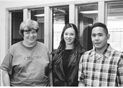 Social Workers Thana Christian and Ian Nicolas with Abbey 