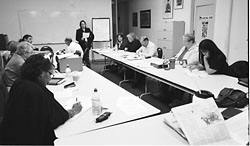 Paula Gamboa addressing the LA negotiating team