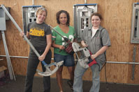 three women electrical workers
